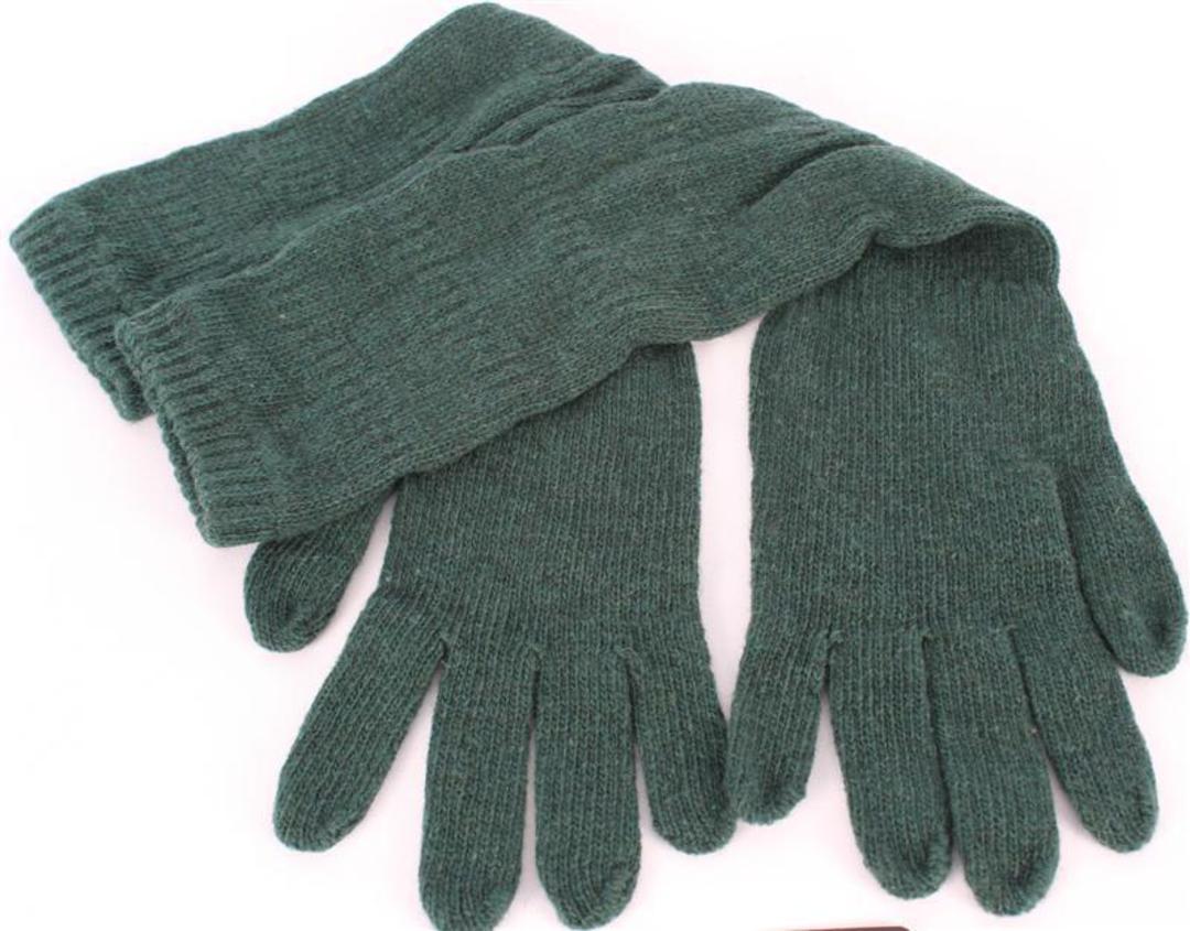 3/4 length scalluped wool mix gloves forest S/LK2369 image 0